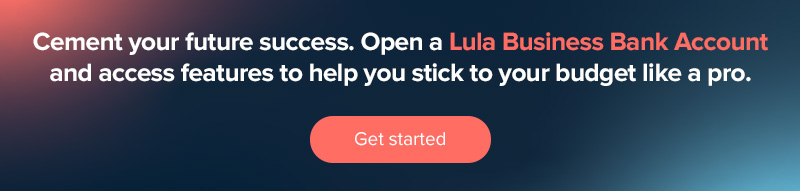 A call to action for opening a business bank account with Lula. 
