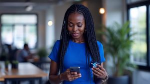 What Is Digital Banking? Here’s How To Make The Switch 2 Small business owner using her digital banking app to make transactions.