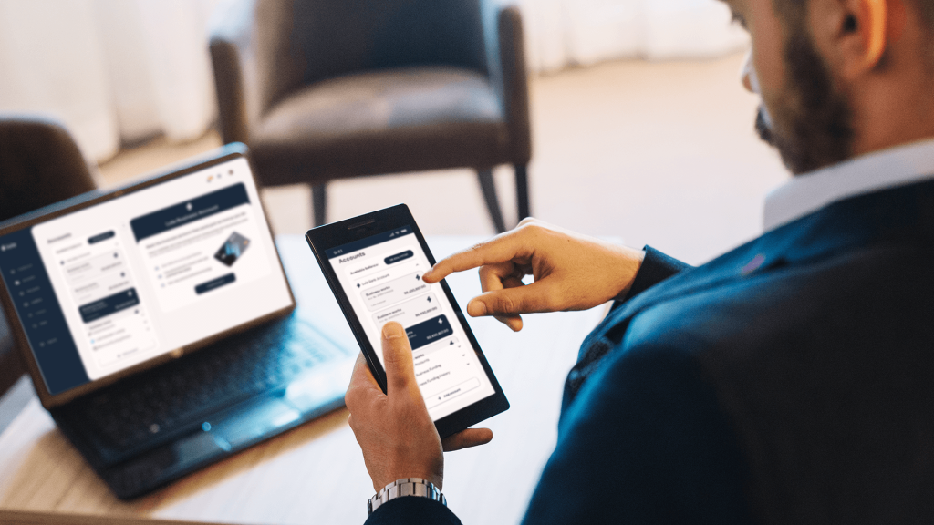 Business owner learning how to open a business bank account online.