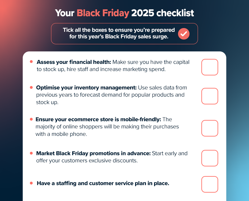 Black Friday 2025 Countdown: <br/>A Readiness Checklist<br/> for Your Business 2 Black Friday 2025 Checklist.